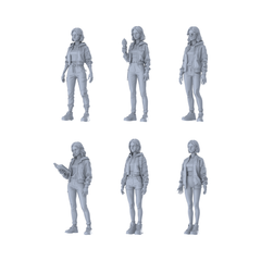 MRY-SFW LYTR639 Modern Casual Daily Style Young Female Multi-Pose Six-Person Set Miniature Car Diorama Figures Scene Props Accessories Resin 3D Printed Resin Model Kit by SSMODEL