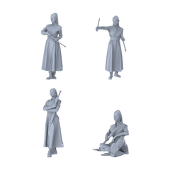 MRY-SFW LYTR491 Ancient Female Swordsmen Heroic Stances Group of 4  Miniature Car Diorama Figures Scene Props Accessories Resin 3D Printed Resin Model Kit by SSMODEL
