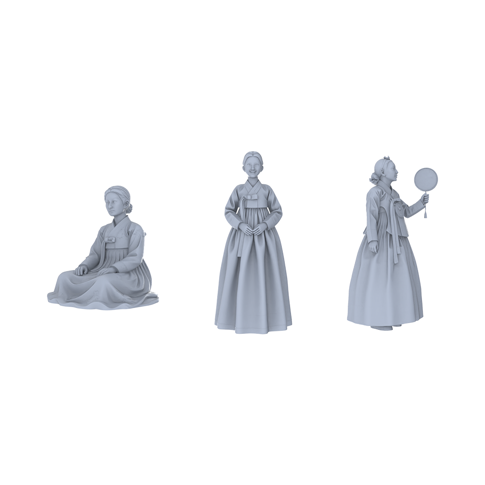 Yao's Studio LYTR248 Korean Hanbok Women Resin Miniature Model 3-Figure Set, Unpainted Traditional Korean Dress Figures, DIY Painting Scene Decoration Miniatures Diorama Resin Figures 3D Printed Resin Model Kit by SSMODEL