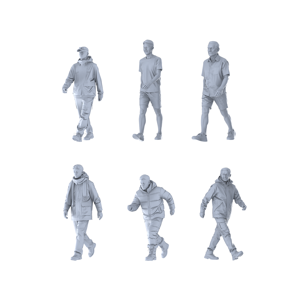 MRY-SFW LYTR672 Modern Daily Walking Style Male Multi-Pose Six-Person Set Miniature Car Diorama Figures Scene Props Accessories Resin 3D Printed Resin Model Kit by SSMODEL