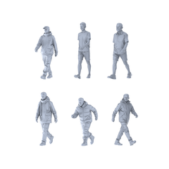 MRY-SFW LYTR672 Modern Daily Walking Style Male Multi-Pose Six-Person Set Miniature Car Diorama Figures Scene Props Accessories Resin 3D Printed Resin Model Kit by SSMODEL