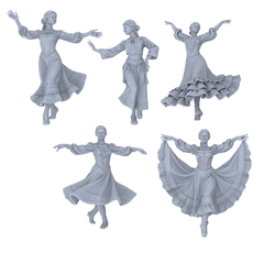 MRY-SFW LYTR756 Eastern European Traditional Folk Dance Figure 5 pcs Miniature Car Diorama Figures Scene Props Accessories Resin 3D Printed Resin Model Kit by SSMODEL