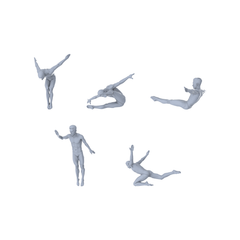 MRY-SFW LYTR520 Modern Gymnasts Movement Group of 5 Miniature Car Diorama Figures Scene Props Accessories Resin 3D Printed Resin Model Kit by SSMODEL