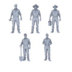 MRY-SFW LYTR777 Farm Laboring Figure 5 pcs Miniature Car Diorama Figures Scene Props Accessories Resin 3D Printed Resin Model Kit by SSMODEL