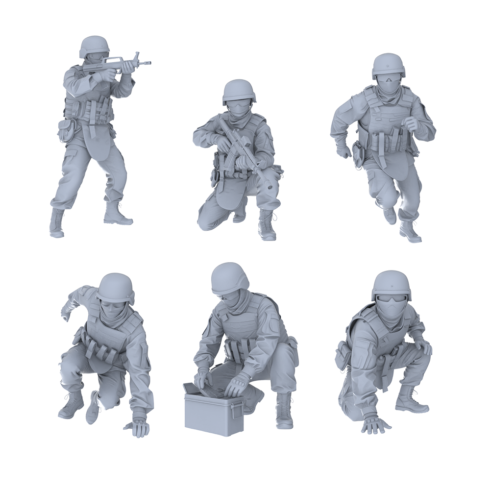 MRY-SFW LYGR498 Modern Ukrainian Army Six-Person Battle 3D Printed Resin Model Kit by SSMODEL