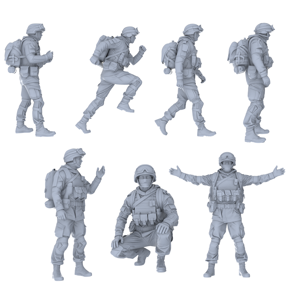 MRY-SFW LYGR489 Modern Russian Army Seven-Person Daily Routine 3D Printed Resin Model Kit by SSMODEL