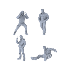 Yao's Studio LYTR322 Unpainted Street Style Miniatures 4-Pack | For Diorama & Hobby Painting Miniatures Diorama Resin Figures 3D Printed Resin Model Kit by SSMODEL