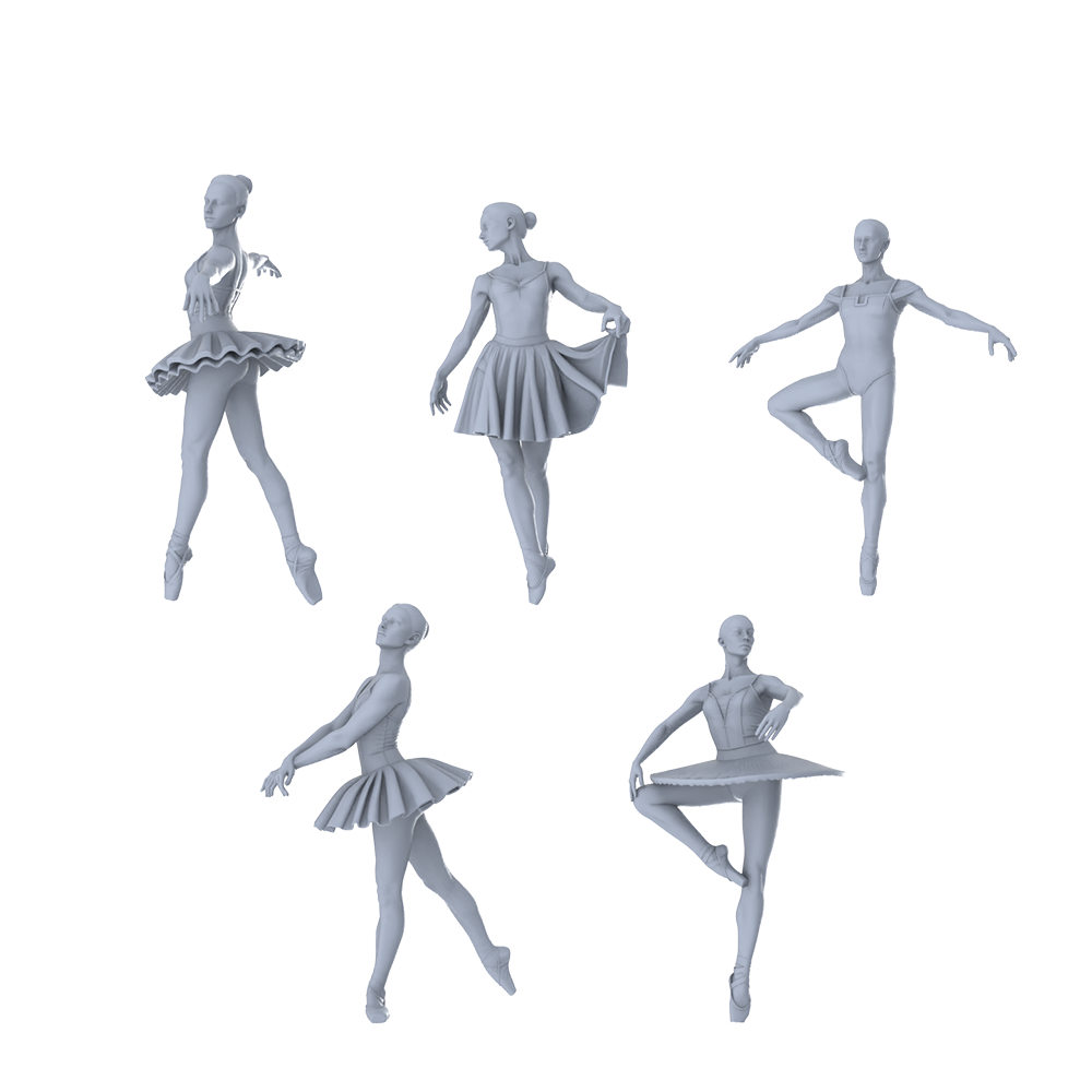 MRY-SFW LYTR509 Modern Ballet Dancers Dance Group of 5 Miniature Car Diorama Figures Scene Props Accessories Resin 3D Printed Resin Model Kit by SSMODEL Main image