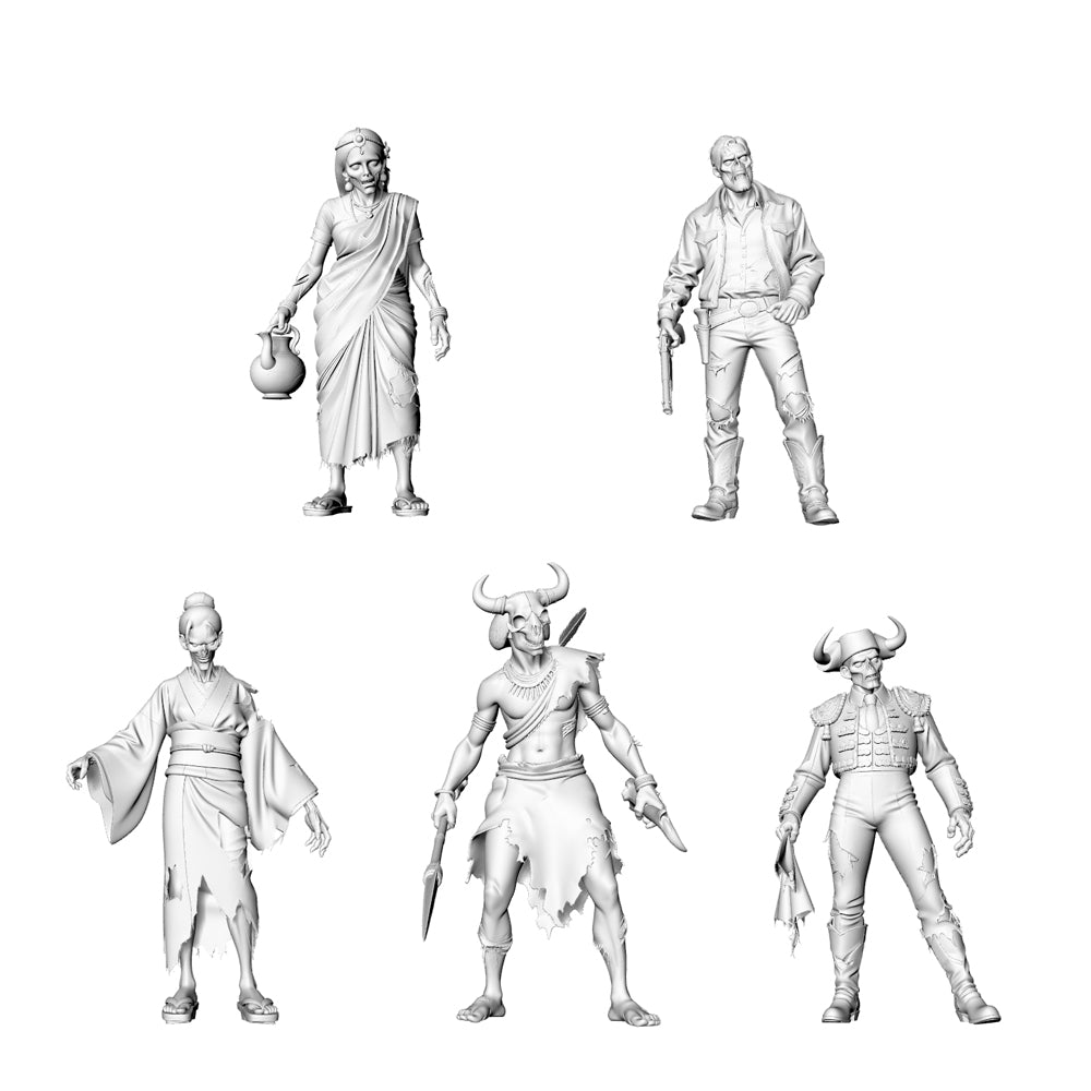 MRY-SFW LYGR302 3D Printed Exotic Style Zombie Miniatures, Multi-Cultural Themed Undead Figures for Tabletop Wargames & Dioramas 3D Printed Resin Model Kit by SSMODEL