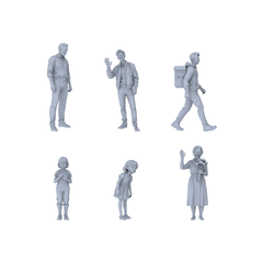 Yao's Studio LYTR207  Unpainted Miniature 6-Piece Set - City Vibrant Pedestrians Scene Models for Realistic Dioramas Miniatures Diorama Resin Figures 3D Printed Resin Model Kit by SSMODEL