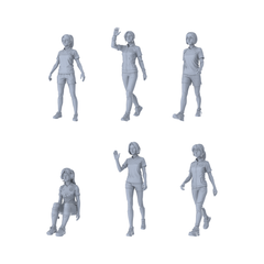 MRY-SFW LYTR379  Female Footballers 6-Pack, Ideal Stadium, Tabletop Painting Miniature Car Diorama Figures Scene Props Accessories Resin 3D Printed Resin Model Kit by SSMODEL