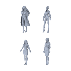 MRY-SFW LYTR650 Modern Office Commute Style Young Female Multi-Pose Four-Person Set Miniature Car Diorama Figures Scene Props Accessories Resin 3D Printed Resin Model Kit by SSMODEL