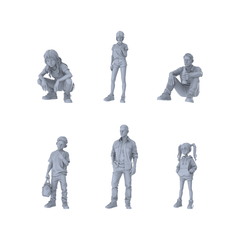 MRY-SFW LYTR572 Modern Daily Family Characters Pose Set of 6 Miniature Car Diorama Figures Scene Props Accessories Resin 3D Printed Resin Model Kit by SSMODEL