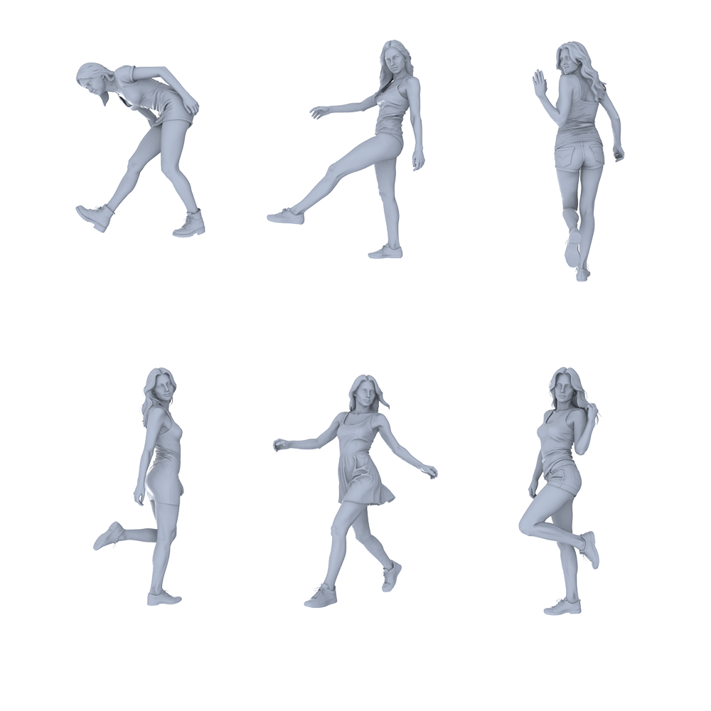MRY-SFW LYTR723 Modern Casual Dynamic Female 6 pcs Miniature Car Diorama Figures Scene Props Accessories Resin 3D Printed Resin Model Kit by SSMODEL