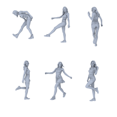 MRY-SFW LYTR723 Modern Casual Dynamic Female 6 pcs Miniature Car Diorama Figures Scene Props Accessories Resin 3D Printed Resin Model Kit by SSMODEL