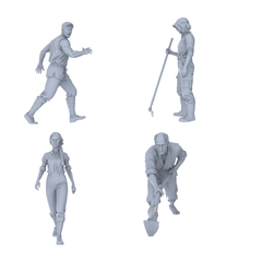 MRY-SFW LYTR775 Outdoor Laboring Dynamic Figure 4 pcs Miniature Car Diorama Figures Scene Props Accessories Resin 3D Printed Resin Model Kit by SSMODEL