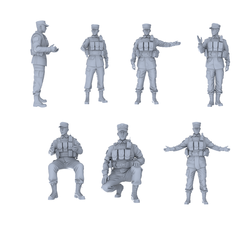 MRY-SFW LYGR525 Modern Armed Police Seven-Person Daily Routine 2 3D Printed Resin Model Kit by SSMODEL
