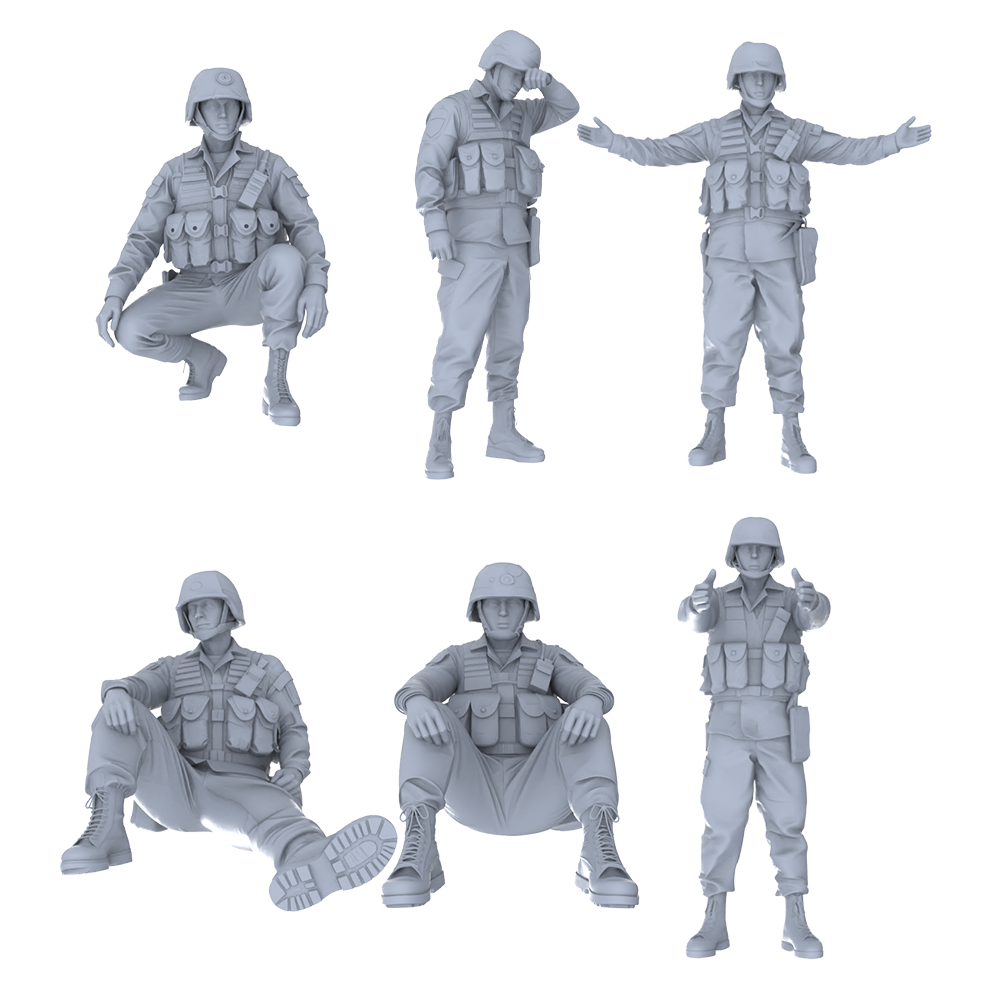 MRY-SFW LYGR456 Modern People's Liberation Army Six-Person Daily Routine 2 3D Printed Resin Model Kit by SSMODEL