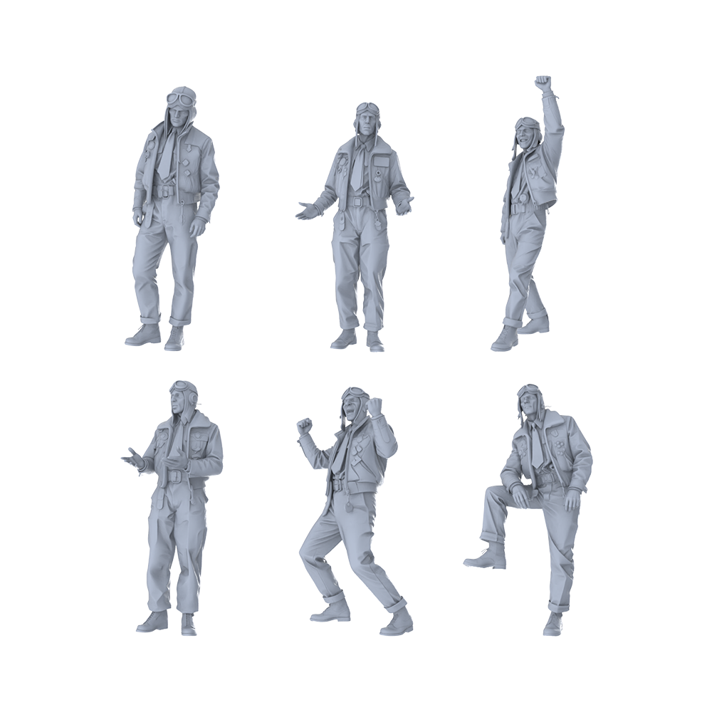 MRY-SFW LYGR200 US military World War II pilot daily World War II theme military model war flag resin white mold theme war chess miniature soldier scene character hand model hand painting 3D Printed Resin Model Kit by SSMODEL