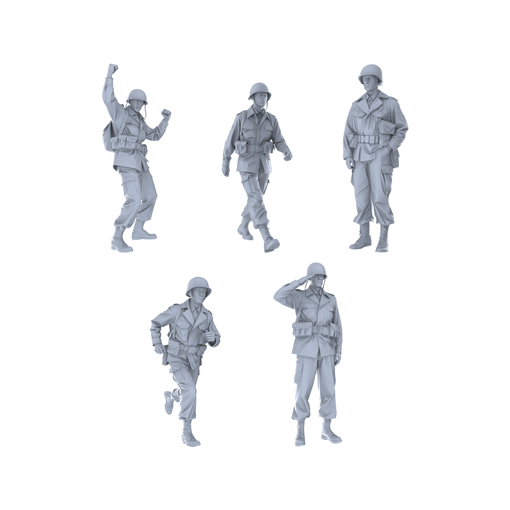 MRY-SFW LYGR189 WWII US Army Standing Pose Wargame Resin Blank Model Miniature Scene Figure Hand Model Hand Painted 3D Printed Resin Model Kit by SSMODEL
