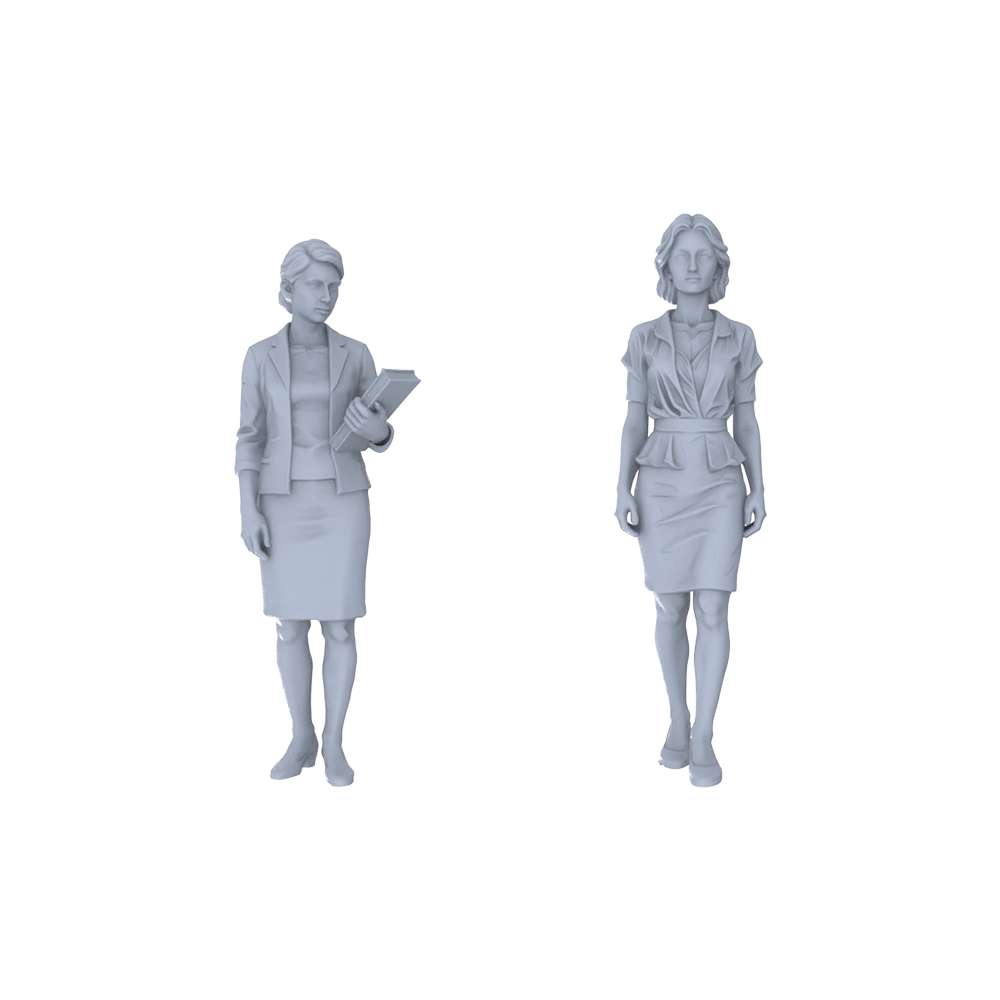 Yao's Studio LYTR238  Miniature Urban Professional Women 2-Pack, Unpainted Diorama Models for Scene Building & Custom Painting Miniatures Diorama Resin Figures 3D Printed Resin Model Kit by SSMODEL
