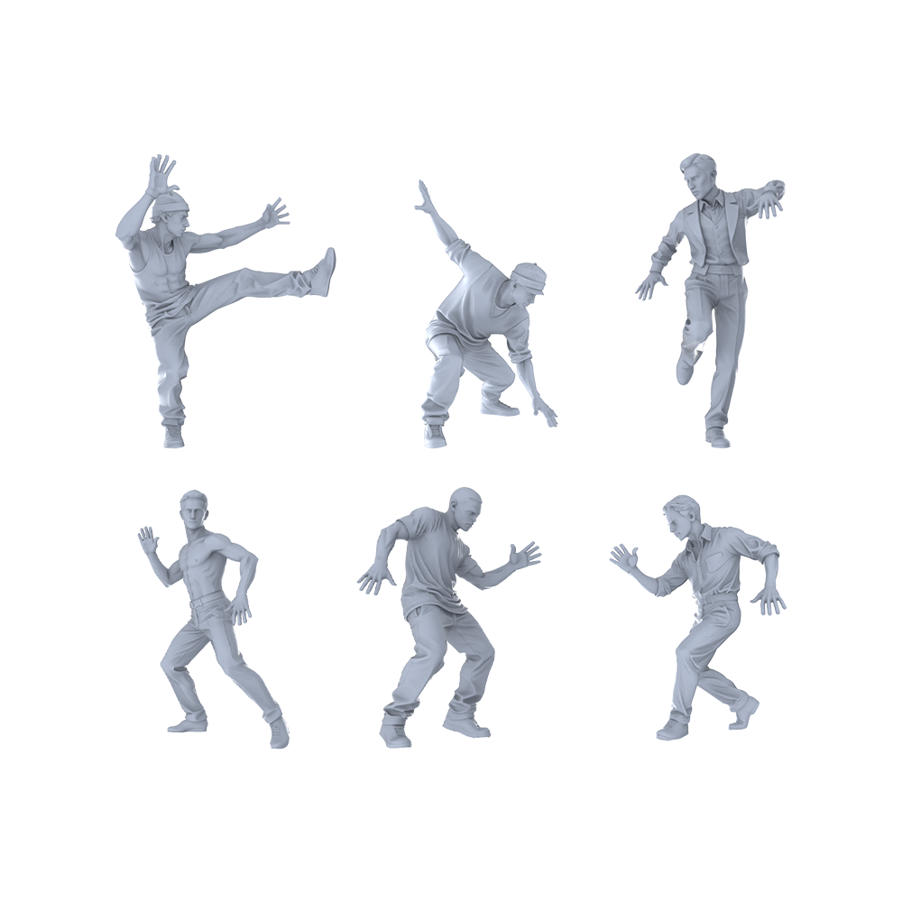 MRY-SFW LYTR507 Modern Dancers Street Style Group of 6 Miniature Car Diorama Figures Scene Props Accessories Resin 3D Printed Resin Model Kit by SSMODEL