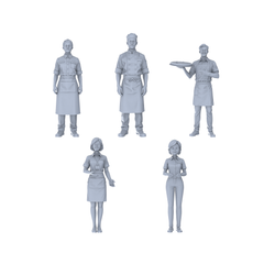 Yao's Studio LYTR225 5-Piece Unpainted Miniature Food Service Set - Perfect for Restaurant, Cafe & Market Dioramas Miniatures Diorama Resin Figures 3D Printed Resin Model Kit by SSMODEL