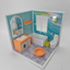 LYTP121003 1/12 Geometric Sweetness Spring Bathroom 3D Printing DIY Miniature Scenes Dollhouse Creative Decorations Desktop Scenarios Mini Models 12-Inch BJD OB Doll