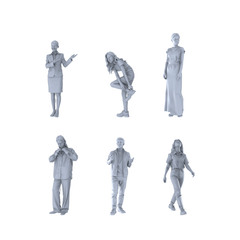MRY-SFW LYTR552 Modern Urban Daily People Life Group of 6 Miniature Car Diorama Figures Scene Props Accessories Resin 3D Printed Resin Model Kit by SSMODEL