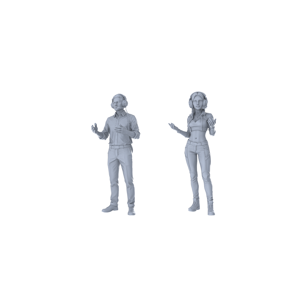 MRY-SFW LYTR375  Broadcasters 2-Pack, Ideal Streamer, Tabletop Painting Miniature Car Diorama Figures Scene Props Accessories Resin 3D Printed Resin Model Kit by SSMODEL