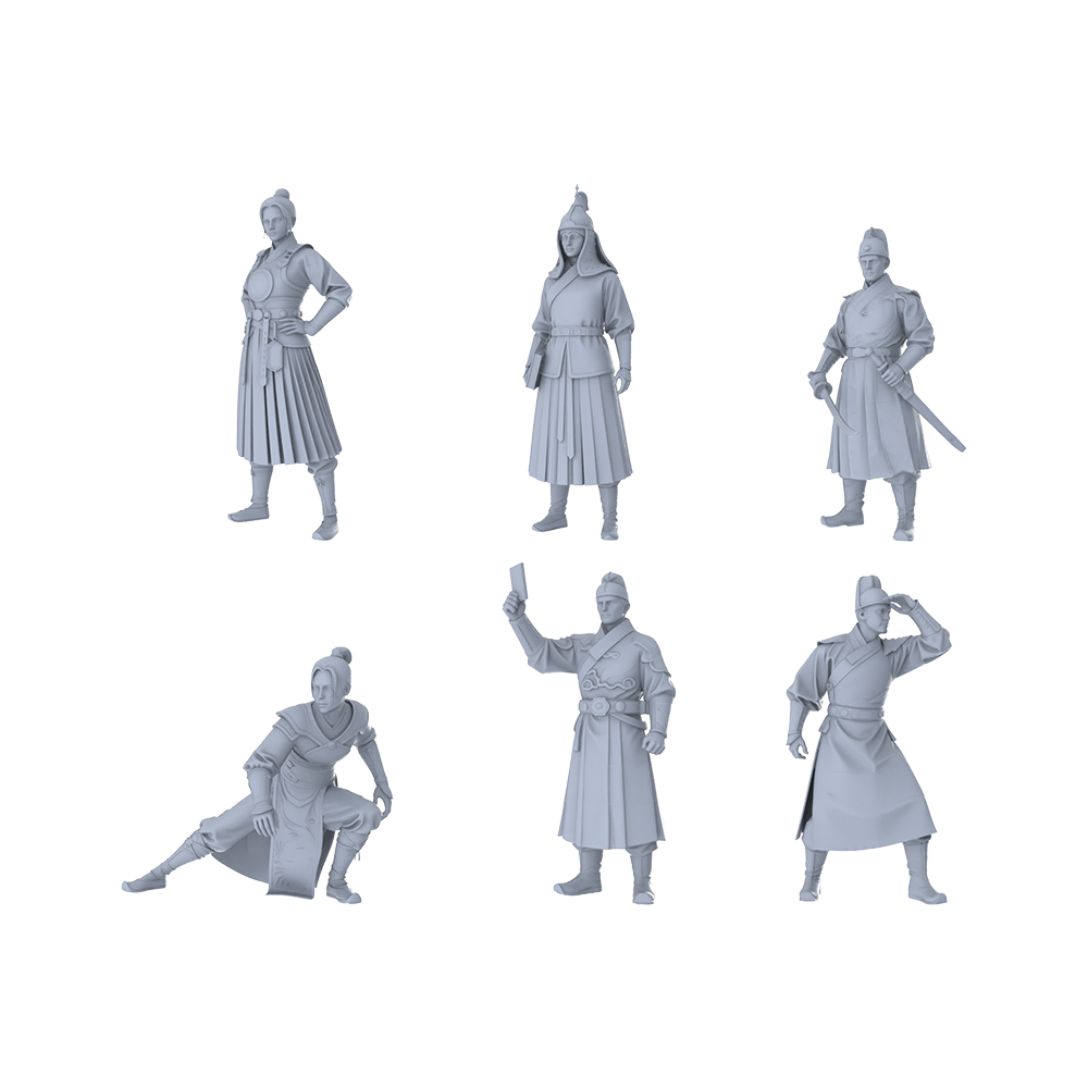 MRY-SFW LYTR432 Ming Dynasty Elegance Quintet 5-Figure Set,  Ming Official Warrior, DIY Paintingation Miniature Car Diorama Figures Scene Props Accessories Resin 3D Printed Resin Model Kit by SSMODEL