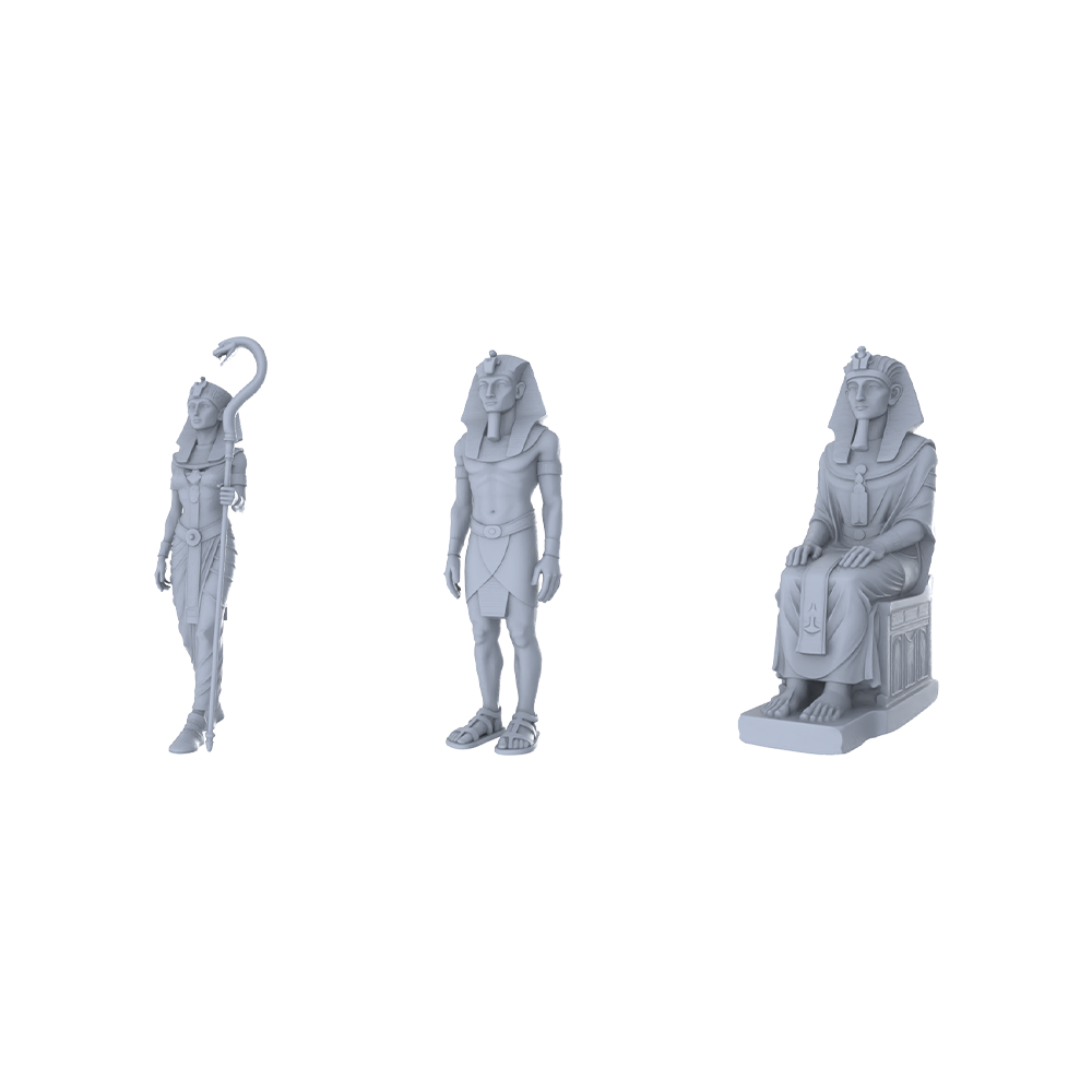 MRY-SFW LYTR465 Ancient Egyptian Pharaohs Royals Royal Trio of 3 Miniature Car Diorama Figures Scene Props Accessories Resin 3D Printed Resin Model Kit by SSMODEL