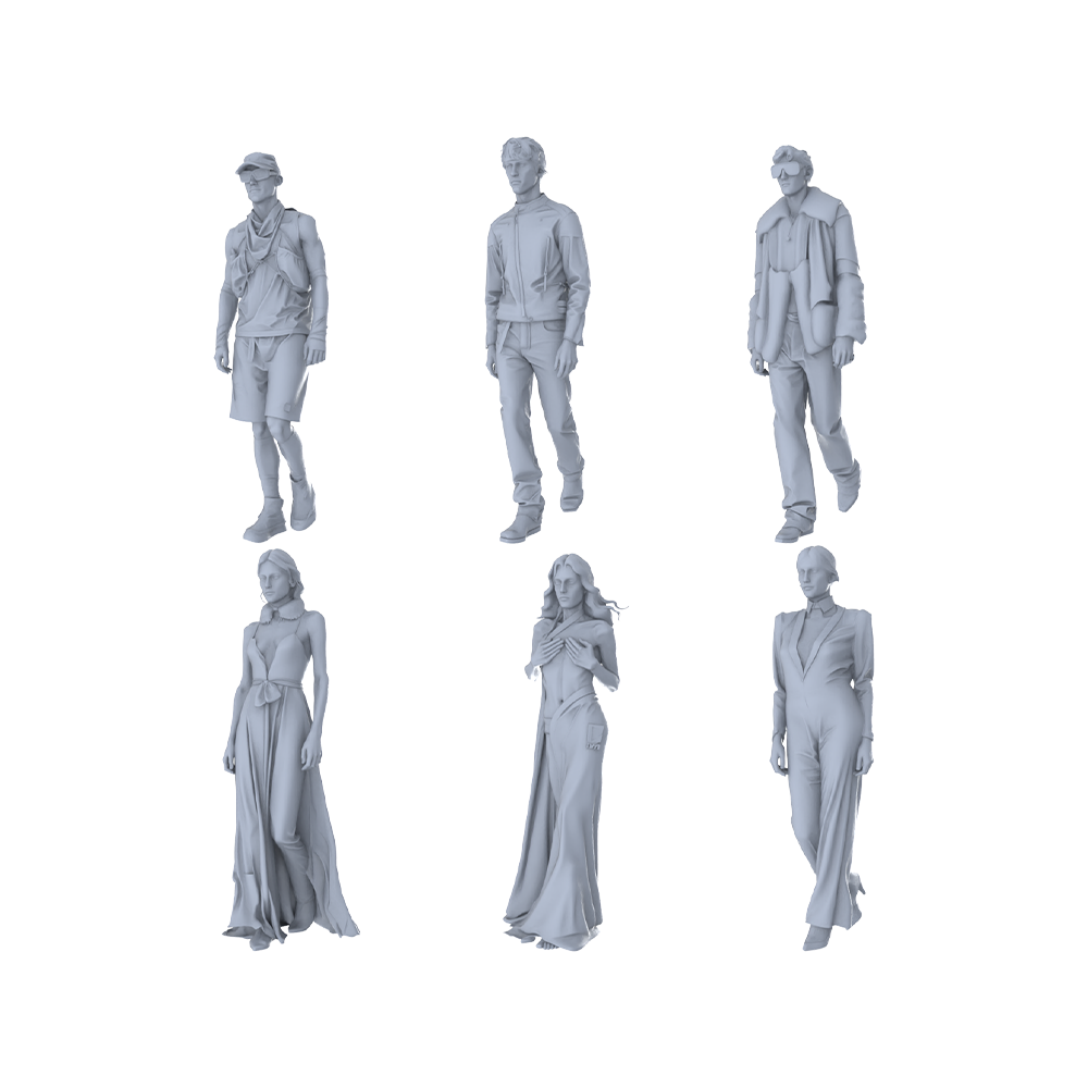 MRY-SFW LYTR458 Modern Urban Everyday Citizens Street Scene Ensemble 6-Piece Set 3D Printed Resin Model Kit by SSMODEL