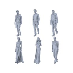 MRY-SFW LYTR458 Modern Urban Everyday Citizens Street Scene Ensemble 6-Piece Set 3D Printed Resin Model Kit by SSMODEL