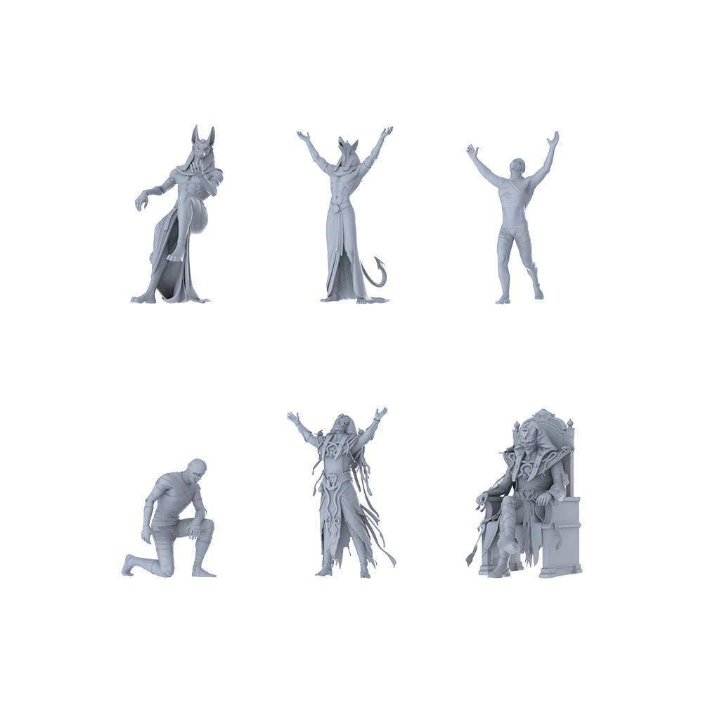 MRY-SFW LYGR341 Ancient Egyptian Gods Six Group Worship Action 3D Printed Resin Model Kit by SSMODEL