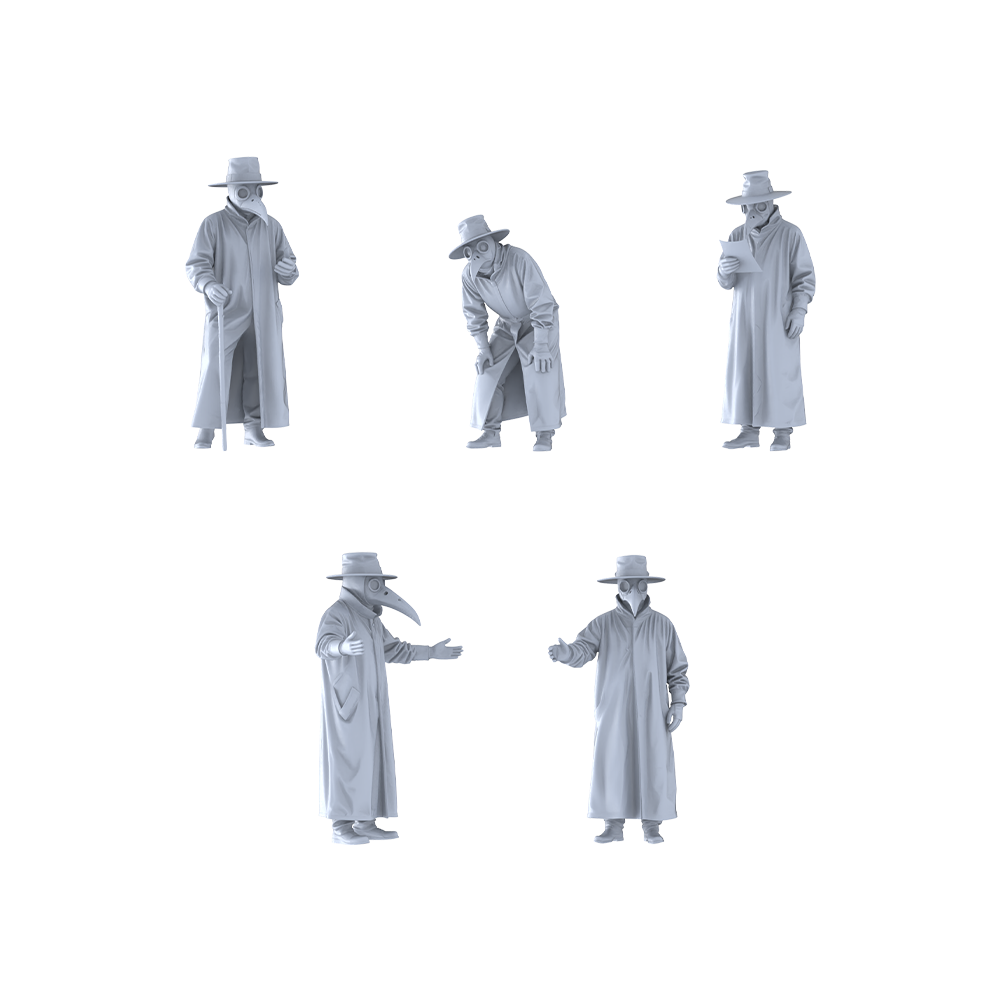 MRY-SFW LYGR412 Medieval Plague Doctor Five-Person Daily Routine 2 3D Printed Resin Model Kit by SSMODEL