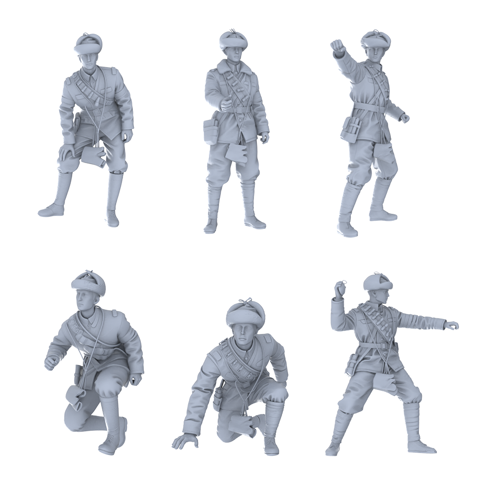 MRY-SFW LYGR451 Historical Chinese Northeastern Army Six-Person Battle 3D Printed Resin Model Kit by SSMODEL