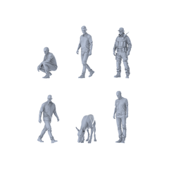 MRY-SFW LYGR257 Modern urban three people and one dog six-man group reconnaissance 3D Printed Resin Model Kit by SSMODEL
