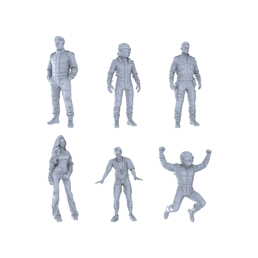 MRY-SFW LYTR391 Racing 6-Pack, Ideal Racing, Tabletop Painting Miniature Car Diorama Figures Scene Props Accessories Resin 3D Printed Resin Model Kit by SSMODEL