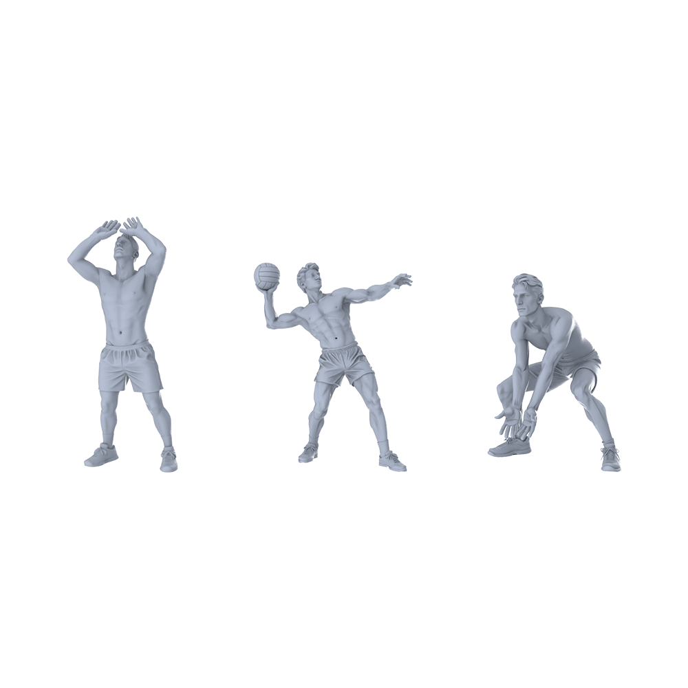 MRY-SFW LYTR393  Volleyball Players 3-Pack, Ideal Court, Tabletop Painting Miniature Car Diorama Figures Scene Props Accessories Resin 3D Printed Resin Model Kit by SSMODEL