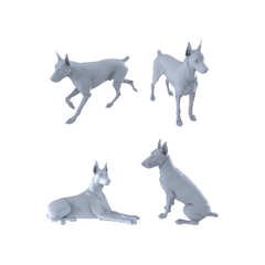 MRY-SFW LYTR530 Modern Doberman Pinschers Pose Group of 4 Miniature Car Diorama Figures Scene Props Accessories Resin 3D Printed Resin Model Kit by SSMODEL