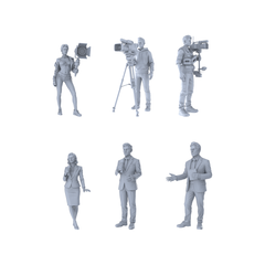 MRY-SFW LYTR567 Modern Media News Professionals Pose Group of 6 Miniature Car Diorama Figures Scene Props Accessories Resin 3D Printed Resin Model Kit by SSMODEL