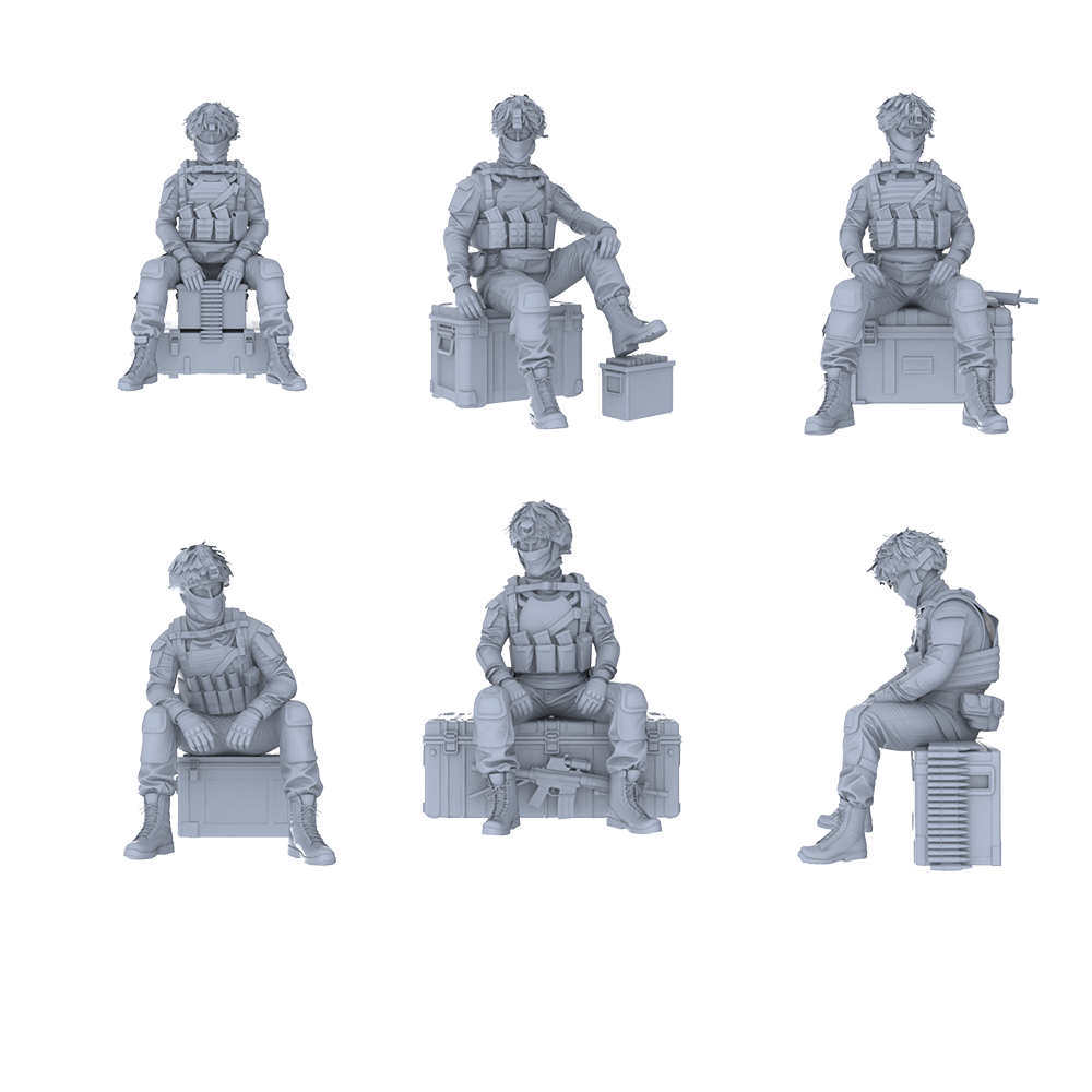 MRY-SFW LYGR536 Modern Alpha Special Forces Six-Person Rest Group 3D Printed Resin Model Kit by SSMODEL