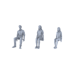 Yao's Studio LYTR312  3-Pack Unpainted Seated People | Ideal for Scene Building & Hobby Customization Miniatures Diorama Resin Figures 3D Printed Resin Model Kit by SSMODEL