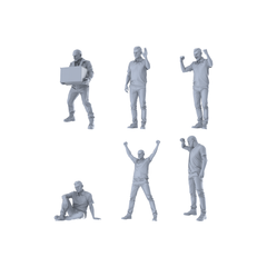 MRY-SFW LYGR246 Modern urban armed male team of 6 daily actions 3D Printed Resin Model Kit by SSMODEL