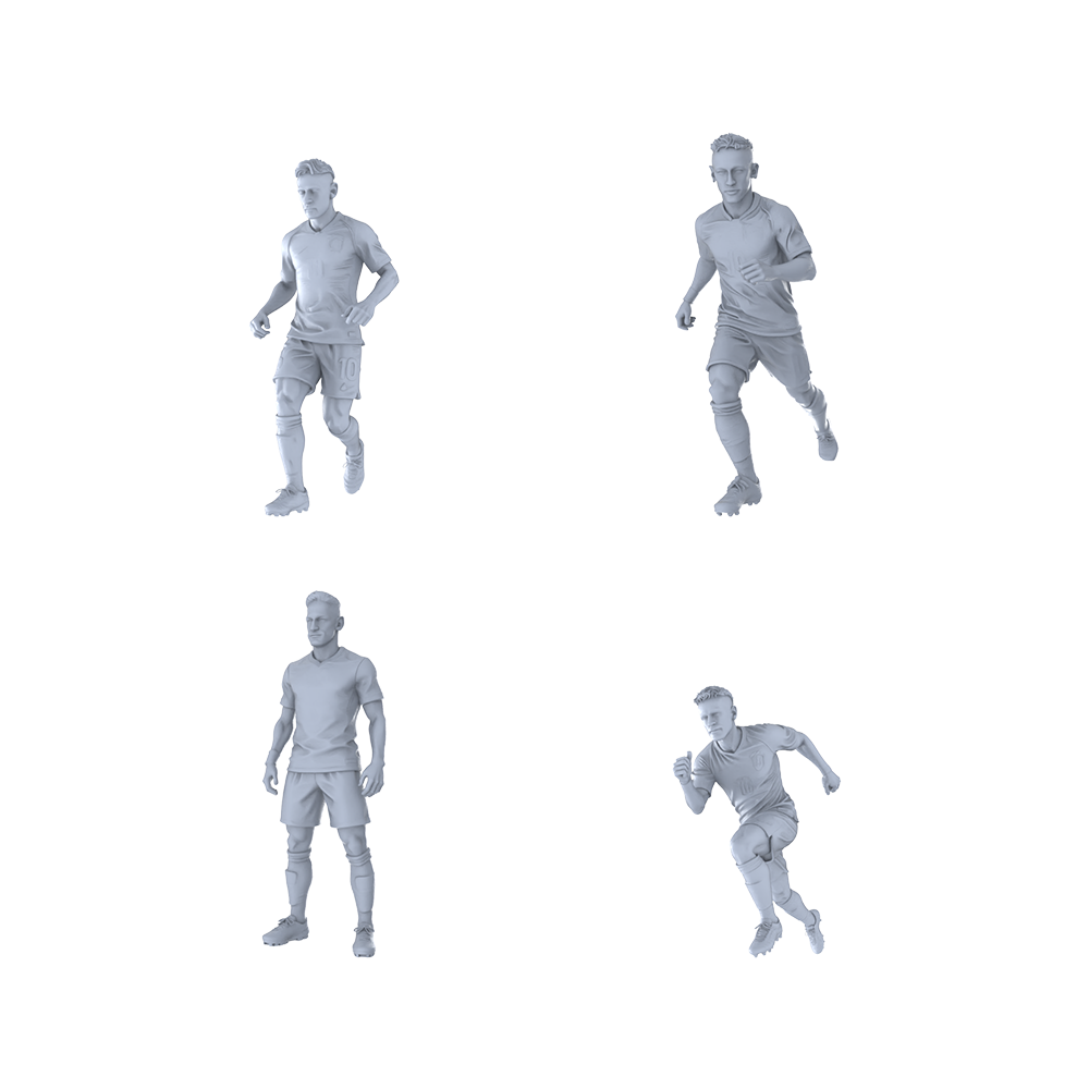 MRY-SFW LYTR421 Mini Football Athletes 4-Pack | Match Scene, Painting, Collect Display Miniature Car Diorama Figures Scene Props Accessories Resin 3D Printed Resin Model Kit by SSMODEL