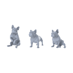 MRY-SFW LYTR531 Modern French Bulldogs Pose Group of 3 Miniature Car Diorama Figures Scene Props Accessories Resin 3D Printed Resin Model Kit by SSMODEL