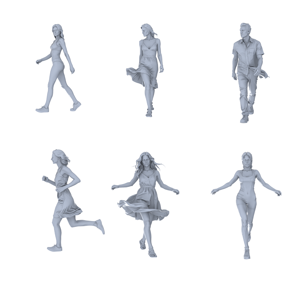 MRY-SFW LYTR722 Modern Dynamic Walking Figure 6 pcs Miniature Car Diorama Figures Scene Props Accessories Resin 3D Printed Resin Model Kit by SSMODEL