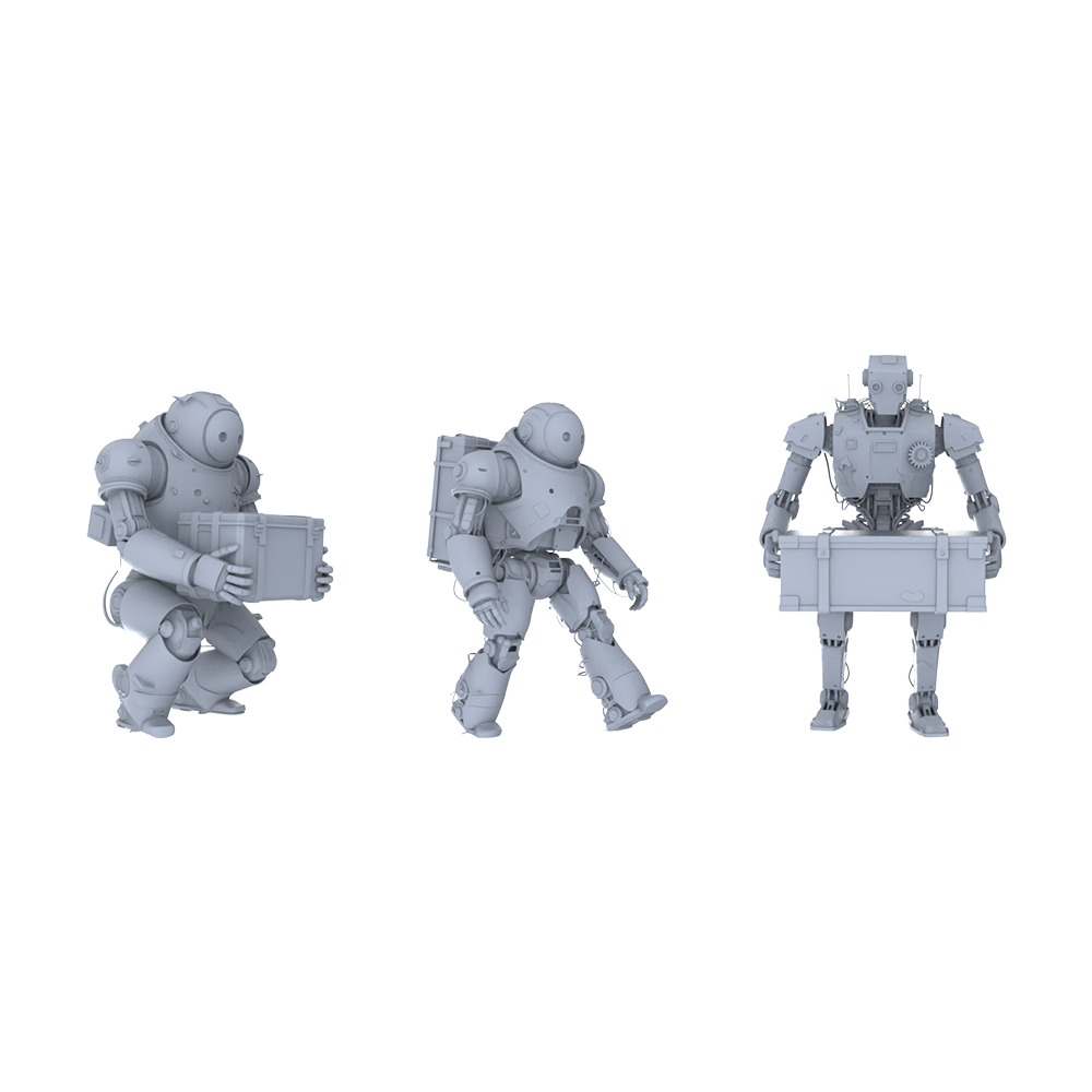 MRY-SFW LYGR131 Wasteland Style Doomsday Robot Carrying Motion Game Theme Wargame Resin White Model Wargame Miniature Soldier Scene Character Hand Figure Hand Painted 3D Printed Resin Model Kit by SSMODEL