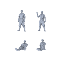 MRY-SFW LYGR236 Ancient Shaolin Warrior Monks four-Man Group Daily Routine 3 3D Printed Resin Model Kit by SSMODEL
